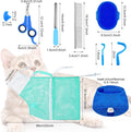 Kritkin 9 Pcs Cat Bathing Bag Set Cat Shower Bag Anti Bite and Scratch for Pet Grooming Washing Brush Comb Muzzle Nail Clipper Nail File Tick Tool(Blue, Turquoise)
