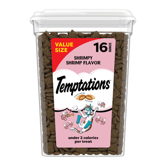 Temptations Cat Treats, Classic Crunchy and Soft Cat Treats, Shrimpy Shrimp Flavor, 16 oz. Tub