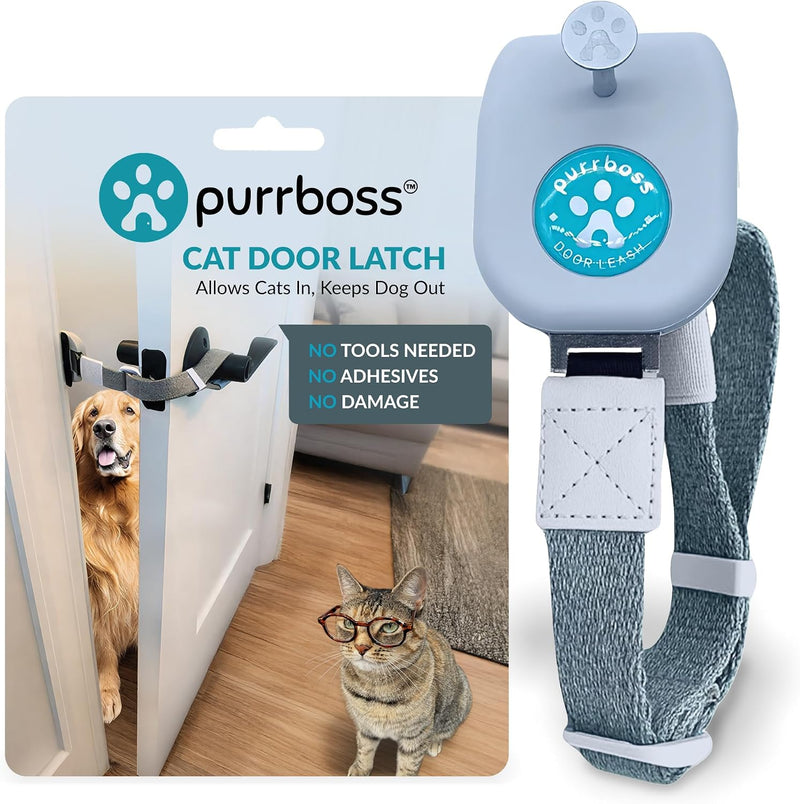 Adjustable Cat Door Latch to Keep Rooms Accessible for Pets, Dog-Proof Pet Gate Alternative for Feeding & Litter Box Are
