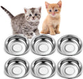 6 PCS Thickened Stainless Steel Cat Bowls, 5.5 Inch Shallow Wide Flat Metal Kitten Food Bowls, Whisker Friendly Fatigue 