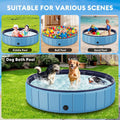 Foldable Dog Pool for Large Dogs, 91” Collapsible Hard-Side Dog Swimming Pool, Leakproof PVC Portable Pet Bath Tub & Kid