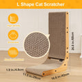 Poils bebe L Shape Cat Scratcher, 26.8 Inch Cat Scratchers for Indoor Cats, Protecting Furniture Cat Scratch Pad, Cardboard Cat Scratching with Ball Toy, Catnip, Large