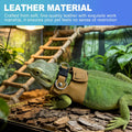 CoguZed 3 Sizes Bearded Dragon Harness and Leash Set, Adjustable Soft Leather Lizard Walking Lead, Reptile Training Leas