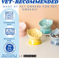 LE SERVETA Macarons Series Ceramic Slow Feeder Cat Bowl, Raised Puzzle Feeder, Anti Vomiting Cat Slow Feeding, Elevated Food Bowl, Whisker Friendly Pet Bowl with Cute Ear Design (Gradient Blue)