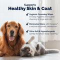 Vetnique DermaBliss Cat & Dog Grooming Wipes, Deodorizing Pet Wipes, 100ct