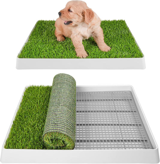 SunTurf Dog Grass Pad with Tray, Dog Litter Box, Porch Potty for Puppy Pee Training, Indoor Portable Fake Grass Pee Pad 