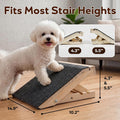 Adjustable Wooden Dog Stair Ramp, 4.3 & 5.5 Inch Height (1-Pack) for Pet
