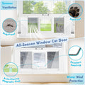 All Season Cat Door for Window with Screen Mesh & Clear Acrylic Panel,32"-36" Adjustable Width,Magnetic Closure Weatherproof Window Pet Door,Aluminum Frame Window Cat Door Insert for Sliding Windows