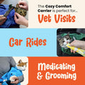 Cat-in-the-Bag Cozy Comfort Carrier - Large Lavender Pet Carrier and Cat Carrier Soft for Grooming, Vet Visits, Medication Administration, Dental Care, and Nail Trimming