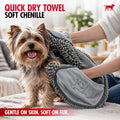 Tuff Pupper Quick Dry Towel for Dogs | Ultra Absorbent Microfiber Shammy | Extra Large 35x15 Size Dog Bath Towel | Comfortable Hand Pockets | Indoor Outdoor Use