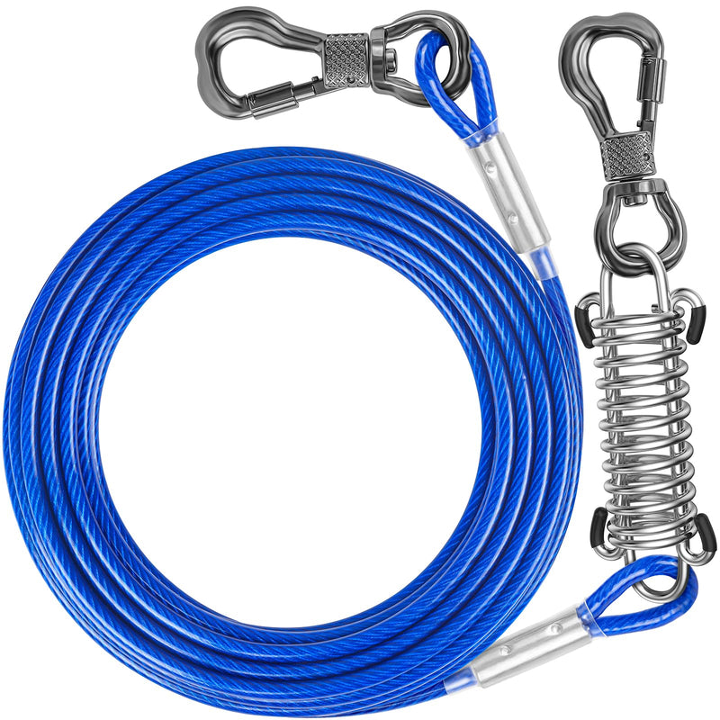 Tresbro 10FT Dog Tie Out Cable with Spring, Shock Absorbing Dogs Chain for Outside, Multiple Heavy Duty Tether Leads for Yard for Medium & Large Dogs Up to 500 LBS