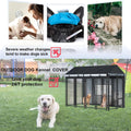 LYBOSH Outdoor Dog Kennel Cover Full Coverage for 8'Dx4'Wx6'H Cages,600d Heavy Duty Waterproof Large Kennel Covers,(Cover Only) Black