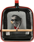 Colorday Lightweight Bird Carrier for Travelers, Bird Travel Cage with Parrot Feeder Cups & Standing Perch and Tracy (Large 19 x 12 x 13 inch, Black)