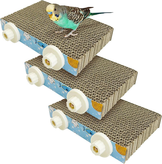 3 PCS Bird Cardboard Platform Hanging Parrot Cage Perch Bird Paw Grinding Stand Parakeet Chew Toys Parrot Cage Playgroun