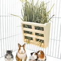 Bunny Hay Rack Guinea Pig Hay Feeder Chinchilla Hay Holder Rabbit Food Dispenser Natural Wooden Hamster Rabbit Cage Acce