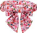 Lionet Paws Christmas Dog Collar with Sailor Bow, Cute Ho Christmas Tree Snowman Pink Dog Collar Bow Tie for Dogs, Small
