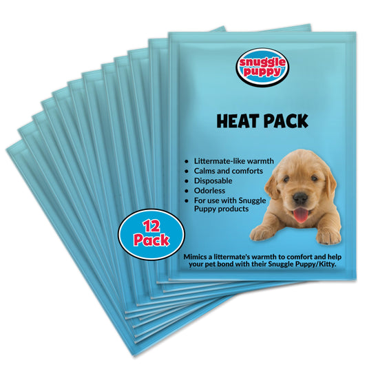 Snuggle Puppy Replacement Heat Packs for Dogs (12 Count) - Disposable Pet Comfort Warmers for Puppy Anxiety Relief - Odorless, Non-Toxic, All Natural - Fits All Snuggle Puppy Styles