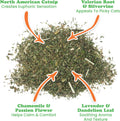 Meowijuana Catnibas Catnip Pawty Mix Jar | Premium Cat Nip for Cats with Silvervine, Passion Flower, Chamomile, Dandelion & Valerian Root | High Potency Catnip | 60g
