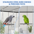 DBNESS Stainless Steel Large Bird Swing, Hanging Heavy Duty Parrot Swings Perches Stand Toys with Bell, Claw Grinding Birdcage Accessories for Macaw Afican Grey Amazon Cockatoo