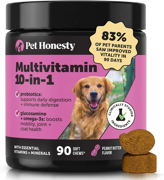 Pet Honesty Vet Recommended 10-in-1 Dog Multivitamin, 90 Ct, Peanut Butter