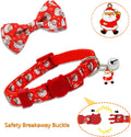 Christmas Cat Collars 2 Pack, Festive Santa & Snowman Bow Tie Collars with Bell and Charm, Adjustable Holiday Cute Xmas 