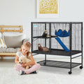 HABUTWAY 40''H Large Metal Rolling Ferrets Cage, 2-Tiers Small Animal Cages, Cage for Rats/Chinchillas, 0.5'' Bar Spacin