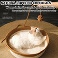 FHKPET Instinct Basket, Stimuli Handwoven cat Basket Rope Cotton Eliminates Bed Rejection Round Pet Basket, Boho Catbed for Cats Handwoven Scratchable Breathable Weave (Large)