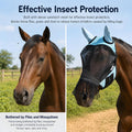 Breathable Horse Fly Mask with Ears and Nose Fringe