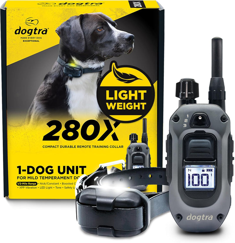 Dogtra 280X E-Collar with Remote [New Edition] 10 lbs+, 1/2 Mile Range, LED Light, 100 Levels of Precise Control for Stu