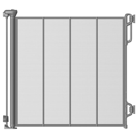 SPACEANY Reinforced Retractable Baby Gate, Mesh Dog Gate, Child Safety Gate for Doorways, Stairs, Hallways, Indoor/Outdoor, Wide Openings -33.5" Tall, Width up to 55" Gray