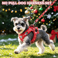PAWCHIE Christmas Dog Harness and Leash Set, Step in No Pull Soft Pet Harness, Reflective Adjustable Puppy Vest for Medi