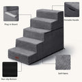 Aodisman Pet Stairs for High Bed, 5-Step Dog Stairs for Small Dogs, Indoor Non-Slip Dog Steps for Old Cats, Puppy, Small Medium Dogs,22.6" H,Gery