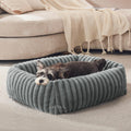 FURTIME Dog Bed for Small Dogs, Washable Orthopedic Dog Bed with Removable Cover, Rectangle Soft Calming Sleeping Puppy Bed Durable Pet Cuddler with Anti-Slip Bottom, Grey, S (20"x19"x6")
