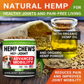 Hemp Chews for Dogs - Hip & Joint Supplement with Glucosamine - Joint Pain Relief Treats - Omega 3, Chondroitin, MSM - Advanced Mobility Support - Chicken Flavor - 120 Ct - Made in USA