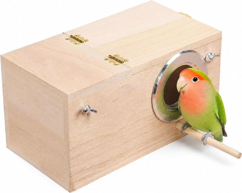 YJJKJ Wood Parakeet Nest Box Pet Bird House Parrot Breeding Mating Box Bird Cage Box for Lovebirds Cockatiel Parrotlets Budgerigar Parakeet (M)