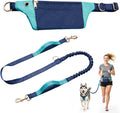 Hands Free Dog Leash with Pouch, Bungee, Waist Belt and Dual Handles