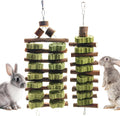 WDEFUN Natural Apple Wood Clover Cake Teeth Grinding Toy String - Rabbit Snack Chewing Toy, Safe and Durable Pet Teeth G