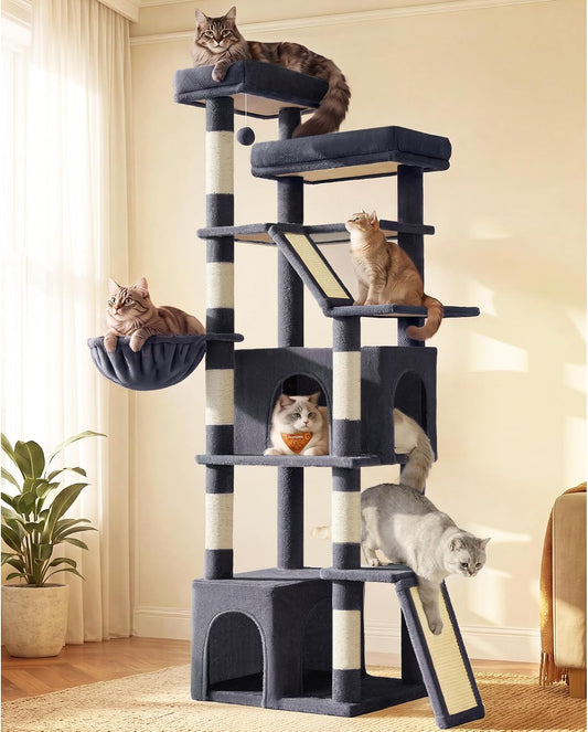 Feandrea Large Cat Tree, 72.6" Tall Sturdy Cat Tower for Indoor