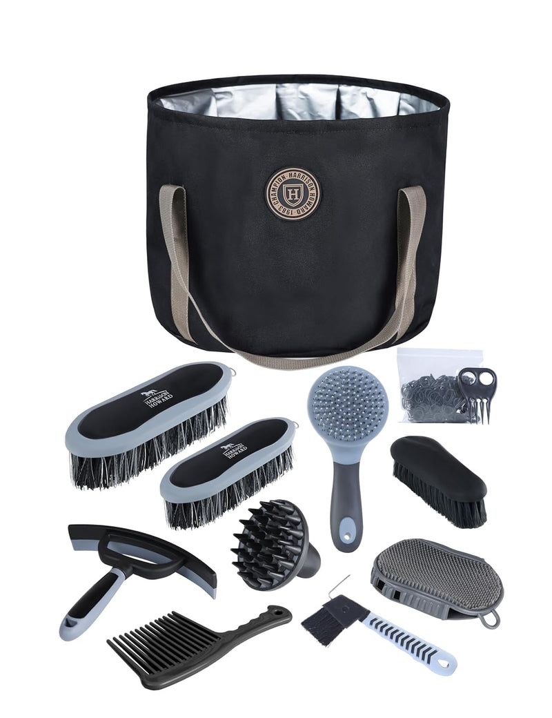 Harrison Howard 9 Piece Horse Brush Set with Organizer Tote Bag
