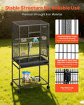 VEVOR Bird Cage, 24.6 x 16.7 x 53.9 inch, Flat Top, Wrought Iron Bird Flight Cage with Perches, Slide-Out Tray and Plast