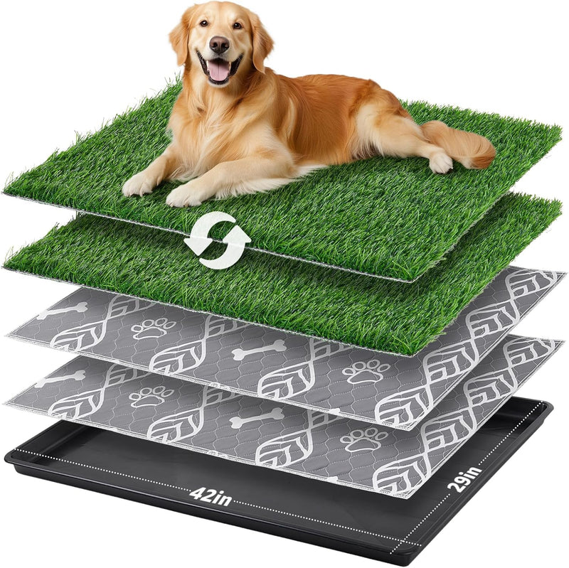 LOOBANI Large Dog Grass Pad with Tray - 45x29in for Balcony Apartment