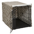 MidWest Homes for Pets Dog Crate Cover With Teflon Fabric Protector, Poly-Cotton Privacy Kennel Cover Fits Most 36-Inch Crates, Brown Designer Print, Washable, Reduces Barking