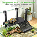 Hanging Turtle Basking Platform for 18"+ Wide Tanks, 12 x 7 in Acrylic Turtle Dock with Feeding Tray & Textured Ramp, Ad