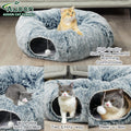 AUOON Plush Cat Tunnel Bed for Indoor Cats, 36" L x 36" W x 11.5" H