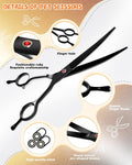 Hucholite Dog Grooming Scissors, Curved Scissors for Dog Grooming, 7.9 inch, 30 Degree of Curved Blade,Light Weight, Stainless Steel Pet Shears for Trimming Face and Paws(Curved, Pitch-Black)