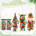 Seenelling 4 Pcs Extra Large Bird Parrot Toy Multicolored Natural Wooden Parrot Cage Chewing Toys for Large Medium Macaws Cockatoos African Grey Birds (Block and Ball)