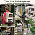 Dual-Level Bird Backpack, Portable Parrot Travel Cage with Removable Divider for 2-4 Small to Medium Birds or 1 Larger B