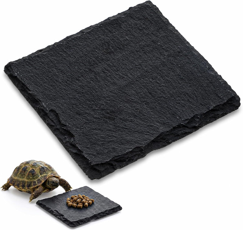Yuanchu Reptile Basking Platform, Slate Tortoise Rock Plate, Natural Rock Reptile Food Dish Bowl, Habitat Decor for Turt