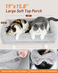 KinoTail Cat Tree with Scratching Post, 19"×15.8" Large Top Perch Bed, Small Cat Tower for Indoor Cats, Dual Natural Sisal Posts, Space-Saving Cat Furniture (Light Gray)