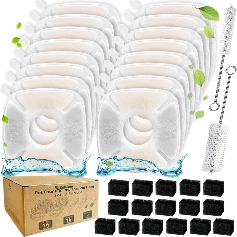 34 Pcs Cat Water Fountain Filters Replacement Compatible with VEKEN 95oz/2.8L Cat Water Fountain Filters Automatic Dog W